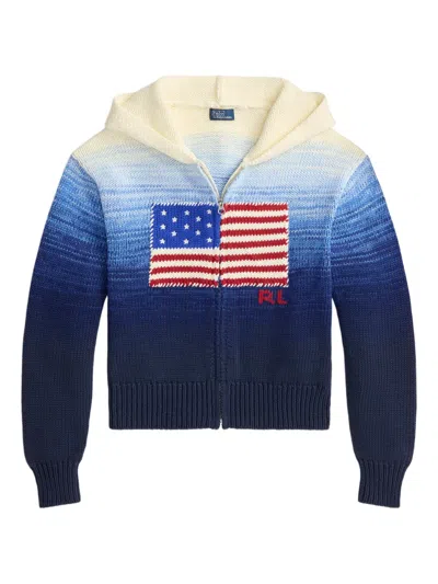 Polo Ralph Lauren Ombre Cotton Hoodie Knitwear Blue In Multi