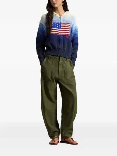 Polo Ralph Lauren Ombre Cotton Hoodie Knitwear Blue In Multi