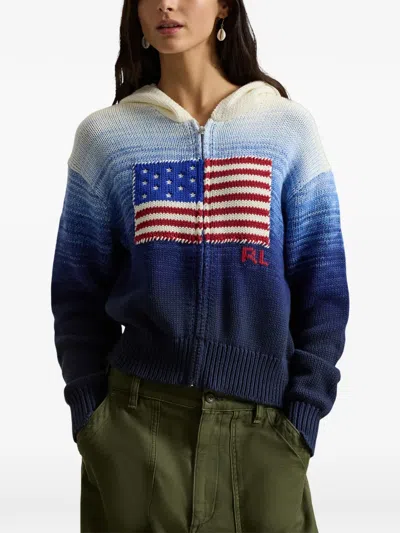 Polo Ralph Lauren Ombre Cotton Hoodie Knitwear Blue In Multi