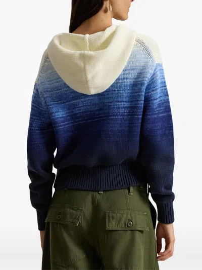 Polo Ralph Lauren Ombre Cotton Hoodie Knitwear Blue In Multi