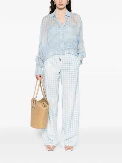 Ermanno Scervino Gingham-pattern Drawstring Trousers In Blue
