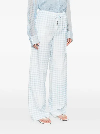 Ermanno Scervino Gingham-pattern Drawstring Trousers In Blue