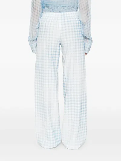 Ermanno Scervino Gingham-pattern Drawstring Trousers In Blue
