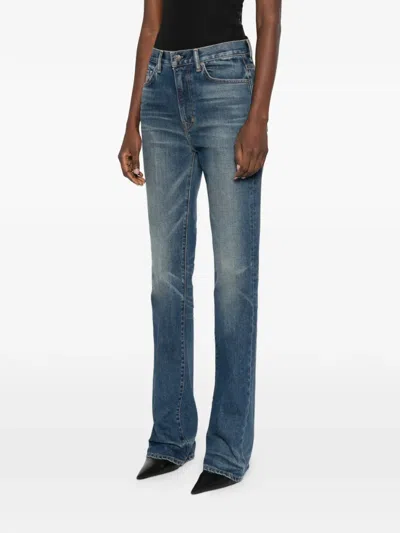 Tom Ford Lightened Effect Trousers In Blue
