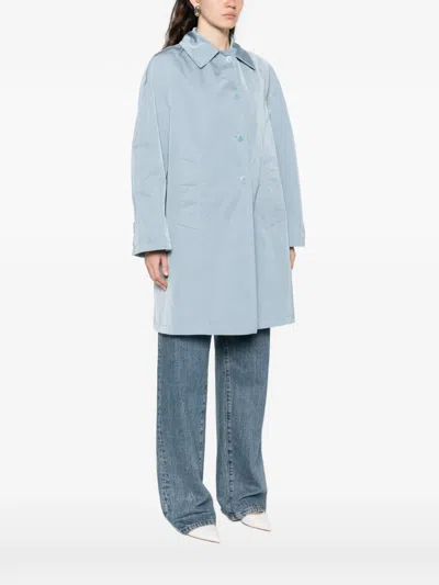 Ermanno Scervino Button-front Collared Single-breasted Coat In Blue