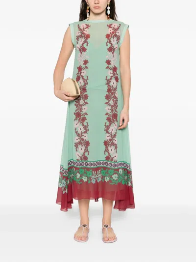 La Doublej Silk Chiffon Printed Maxi Dress In Multi