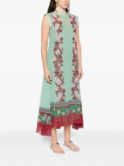 La Doublej Silk Chiffon Printed Maxi Dress In Multi