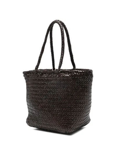 Dragon Diffusion Structured Handbag With Minimalist Design And Smooth Finish In Brown