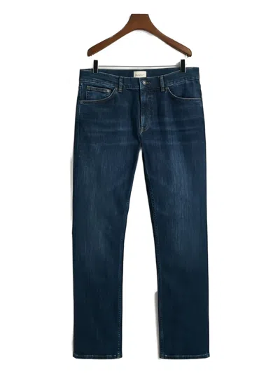 Gant Man Jeans Blue Size 35w-34l Cotton, Polyester, Elastane In Blue