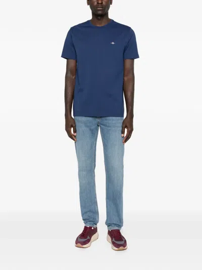 Gant Man Jeans Blue Size 35w-34l Cotton, Polyester, Elastane In Blue