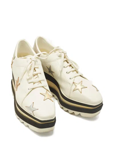 Pre-owned Stella Mccartney Elyse Star Platform Sneakers In White