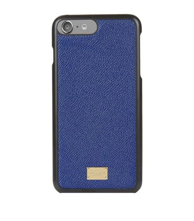 Dolce & Gabbana Grained Leather Iphone 7 Plus Case In Blue