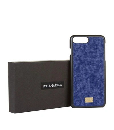 Shop Dolce & Gabbana Grain Leather Iphone 7 Plus Case In Blue