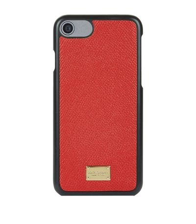 Shop Dolce & Gabbana Grain Leather Iphone 7 Case In Red