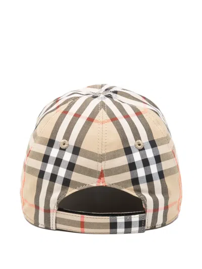 Burberry Check Print Cap In Multi