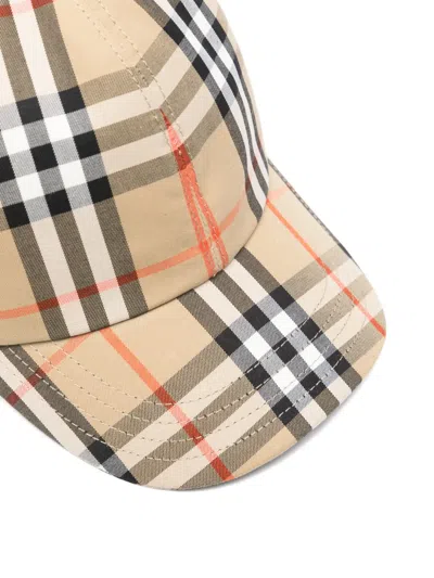Burberry Check Print Cap In Multi