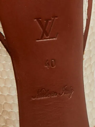 Pre-owned Louis Vuitton Python Peep-toe Sandals In Neutral