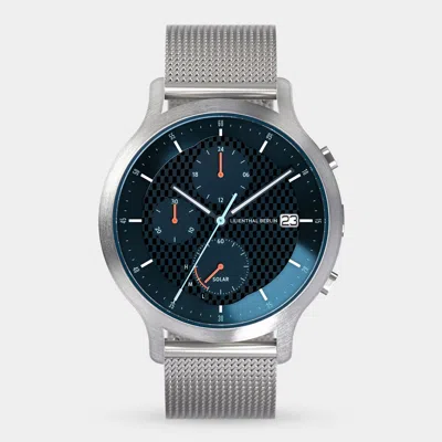 Lilienthal Berlin Chronograph Solar V Mesh Silver Brushed In Blue
