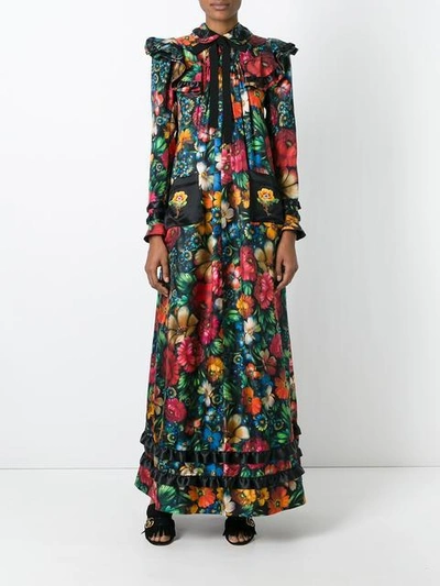 Shop Gucci Floral Print Ruffled Dress