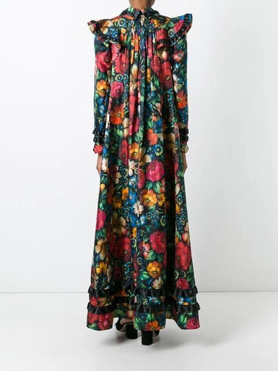 Shop Gucci Floral Print Ruffled Dress