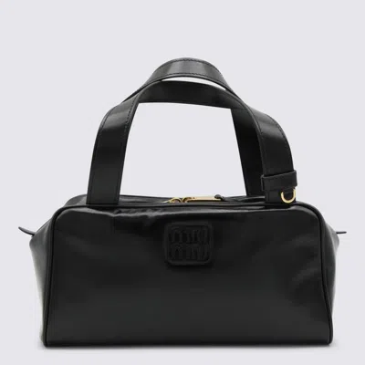 Miu Miu Rectangular Leather Shoulder Bag With Double Handles In Black