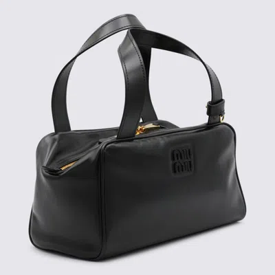 Miu Miu Rectangular Leather Shoulder Bag With Double Handles In Black