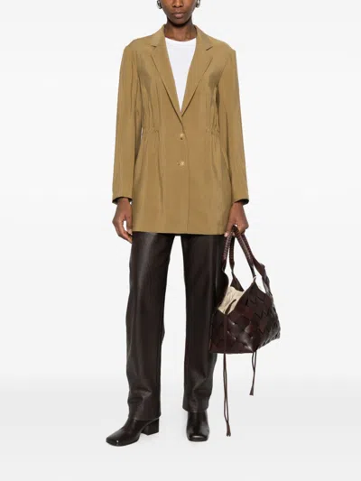 Alysi Single-breasted Blazer Jacket In Brown