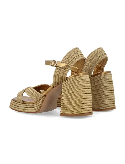 Castaã±er Valle Platform Heeled Espadrilles In Gold