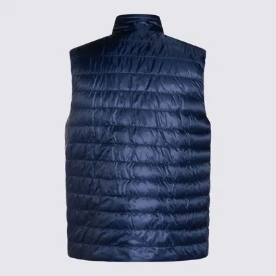 Herno Nylon Reversible Down Jacket High Neck In Blue