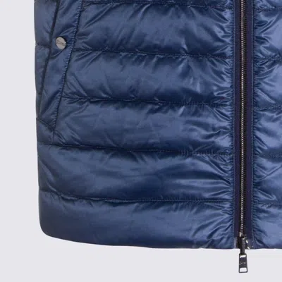 Herno Nylon Reversible Down Jacket High Neck In Blue