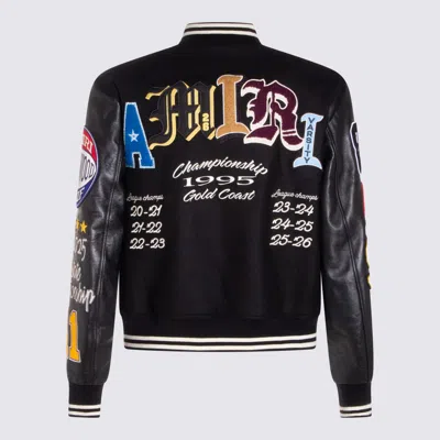 Amiri Appliquéd Embroidered Leather And Wool-blend Varsity Jacket In Black