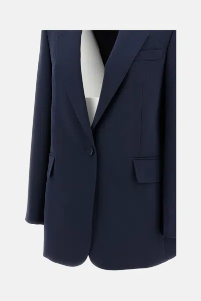 Max Mara Long-sleeved Suit Jacket In Blue