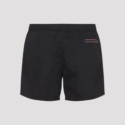 Moncler Logo Patch Detail Elastic Waist Swim Shorts In Black