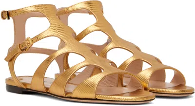 Tom Ford Metallic Lizard-effect Leather Sandals In Gold