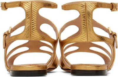 Tom Ford Metallic Lizard-effect Leather Sandals In Gold