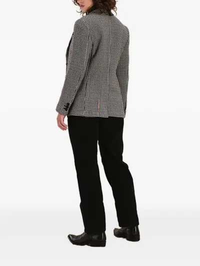 Fortela Benjamin Houndstooth-pattern Single-breasted Blazer In Black