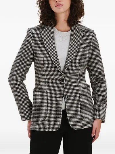 Fortela Benjamin Houndstooth-pattern Single-breasted Blazer In Black
