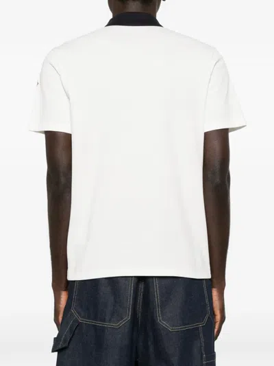 Moncler Embroidered Logo Cotton Pique Polo Shirt Clothing In White