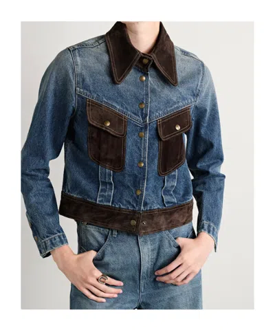 Nili Lotan Patchwork Denim Jacket In Blue