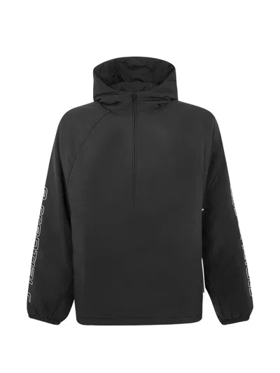 Essentials Hooded Half-zip Jacket In Blue