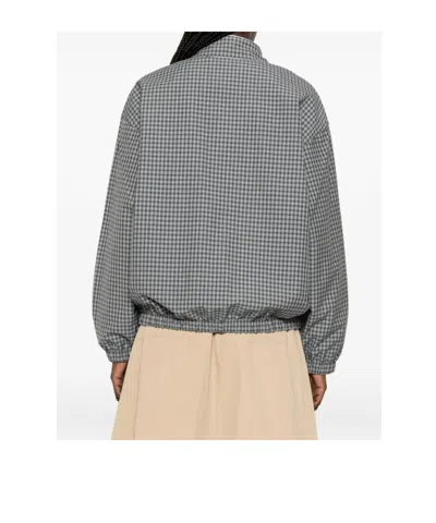 Prada Check-pattern Zip-fastening Jacket In Gray