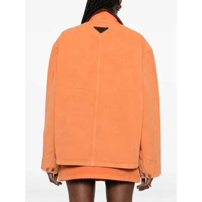Prada Long-sleeved Button-up Jacket In Orange