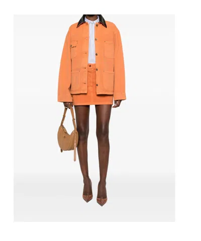 Prada Long-sleeved Button-up Jacket In Orange