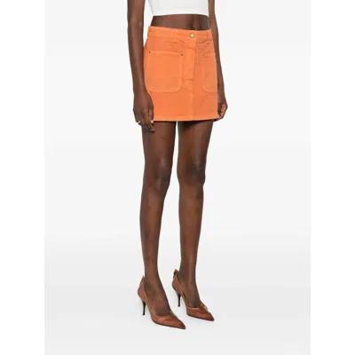 Prada Belt Loop Midi Skirt In Orange