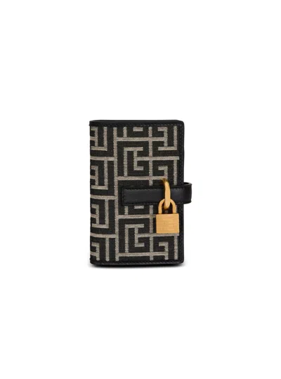 Balmain Pulse Holder Monogram Jacquard Card Holder In White