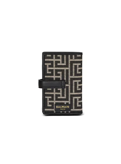 Balmain Pulse Holder Monogram Jacquard Card Holder In White