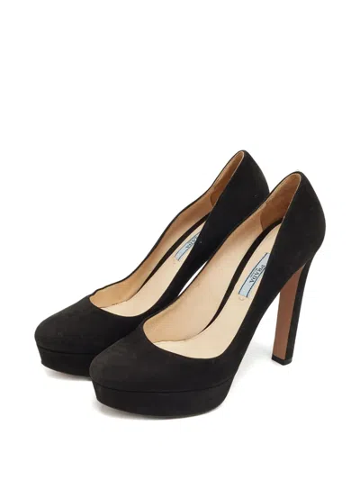 Pre-owned Prada Suede Platform Pumps In Black