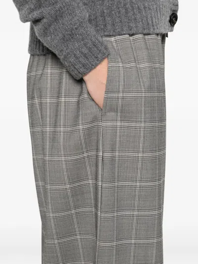 Weekend Max Mara Drawstring Check-pattern Trousers In Gray