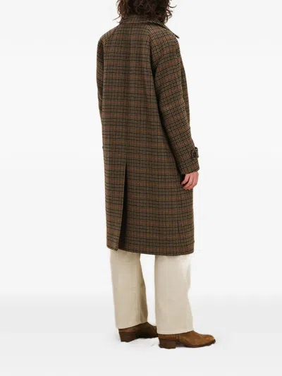 Fortela Check-pattern Single-breasted Coat In Brown