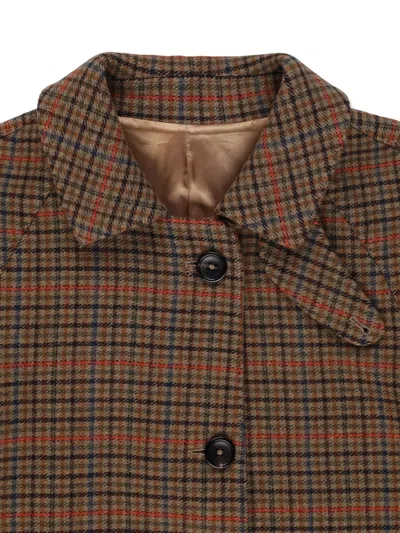 Fortela Check-pattern Single-breasted Coat In Brown